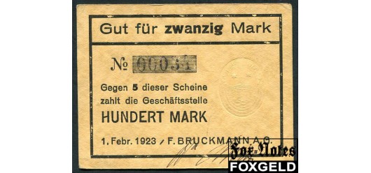 Munchen Bayern 20 Mark 1922 F. Bruckmann AG XF-aUNC  1000 РУБ