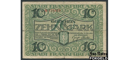 Frankfurt am Main Hessen-Nassau 10 Mark 1918  VG В3:150.02 400 РУБ