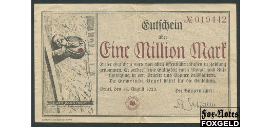 Beuel Rheinprovinz 1 Mio. Mark 1923 Stadt Beuel F B7:389a 450 РУБ