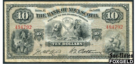 Канада Bank of Nova Scotia 10 долларов 1935 Sign. J.A. McLeod, H.F. Patterson F-aVF P.S633 19000 РУБ