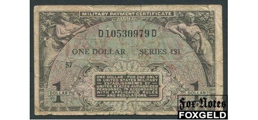 США Military Payment Certificate 1 доллар ND(1951) SERIES 481 в обращении с 20.6.1951 по 25.5.1954 aVG P:M26 750 РУБ