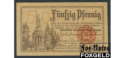 Furstentum Lippe-Detmold 50 Pfennig 1918  aUNC LIP 1 250 РУБ