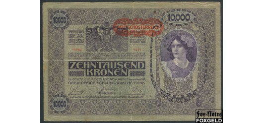 Австрия 10000 крон 1918 1920. О.с. два женских портрета aF P:65 / KK149a 700 РУБ