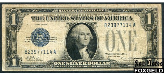 США Silver Certificate 1 доллар 1928 SERIES 1928. Пдпс.: Tate Mellon aF Fr:1600 5000 РУБ