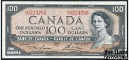 Канада Bank of Canada 100 долларов 1954 Sign. Lawson-Bouey aVF P:82c 13000 РУБ
