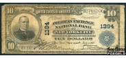 США National Bank Notes 10 долларов 1905 American Exchange ND 1394. SERIES OF 1902. Пдпс.: Lyons Treat G-aVG Fr625 17500 РУБ