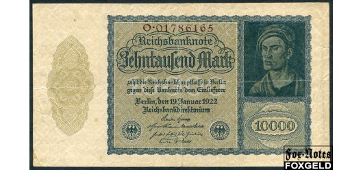 Германия Reichsbank 10000 Mark 1922 Reichsdrukerei. Х.#7. Тип 3 F Ro:69b 200 РУБ