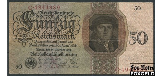 Германия Reichsbank 50 Reichsmark 1924 10. Oktober 1924. VF Ro:170а 3500 РУБ