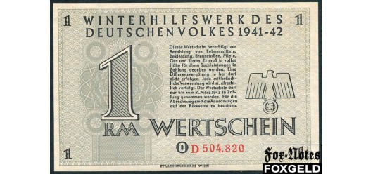 Winterhilfswerk des Deutschen Volkes Зимняя помощь немецкому народу 1 RM 1941-1942  aUNC Fr:1656 7500 РУБ