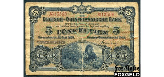 Германская Восточная Африка  Deutsch-Ostafrikanische Bank 5 рупий 1905  aVG Ro:900 12500 РУБ