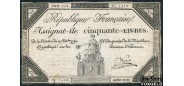 Франция Republique francaise 50 ливров 1792 Подпись - Nyon F P:A72 5500 РУБ
