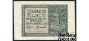 Польша Генерал-губернаторство 1 злотый 1941 Н-р длинной 18мм  Серии BB-BF VF Ro:579b 350 РУБ
