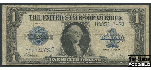 США Silver Certificate 1 доллар 1923 Series of 1923. Sign. Speelman White aF Fr:237 2700 РУБ