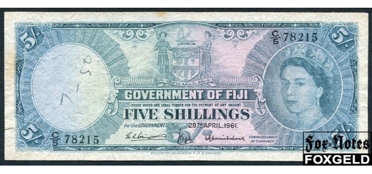 Фиджи 5 шиллингов 1961  aVF P:51b 8500 РУБ