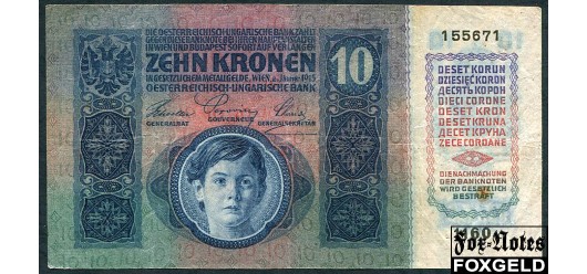 Австро-Венгрия 10 крон 1915  VF P:19 KK126 800 РУБ