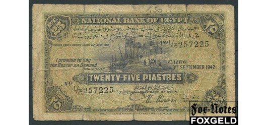 Египет National Bank Of Egypt 25 пиастров 1942 Sign. Nixon.  P:10c 1500 РУБ