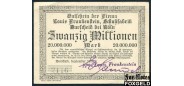 Burscheid Rheinprovinz 20 Mio. Mark 1923 ovale Nullen XF-aUNC В7:697.c 2116