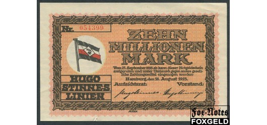 Hamburg / Hamburg 10 Mio. Mark 1923 Hugo Stinnes Linien 18.8.1923 VF B7:2135.a 1000 РУБ
