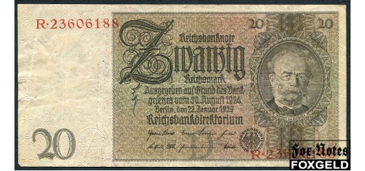 Германия Reichsbank 20 рейхсмарок 1929 1 тип (металлография) F Ro:174a 400 РУБ
