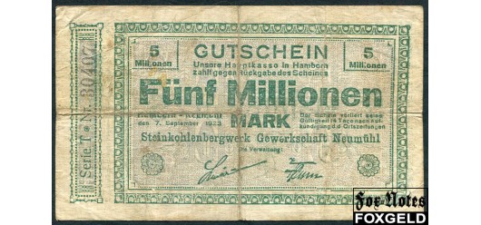 Hamborn-Neumuhl Rheinland 5 Mio. Mark 1923 Steinkohlenbergwerk Gewerkschaft Neumühl VG B7:2107.k 800 РУБ