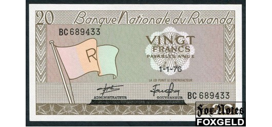 Руанда 20 франков 1976  UNC P:6e 950 РУБ