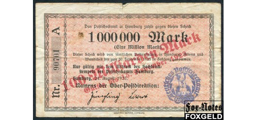 Oberpostdirektion in Hamburg 100 Mrd. Mark 1923  VG B13:7.b 2000 РУБ