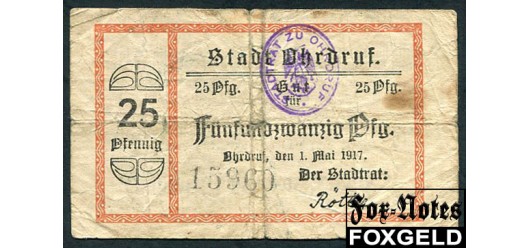 Ohrdruf Thuringen 25 Pfennig 1917 Stadt Ohrdruf VG В6:O16.2 400 РУБ