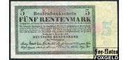 Германия Deutschen Rentenbank 5 Rentenmark 1923  aVF Ro:156b 10000 РУБ