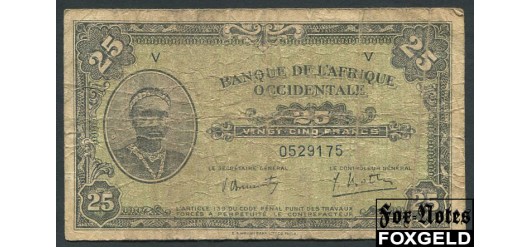 Французская Западная Африка 25 франков 1942  VG P:30a 2000 РУБ