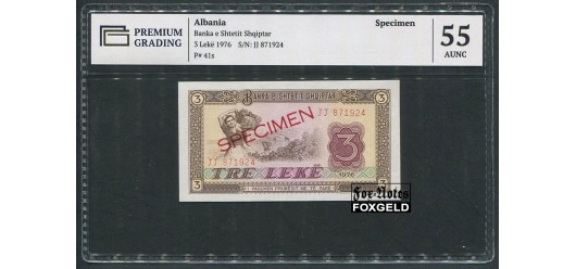Албания 3 леке 1976 SPECIMEN (ОБРАЗЕЦ) Слаб PG 55 aUNC P:41s2 2500 РУБ