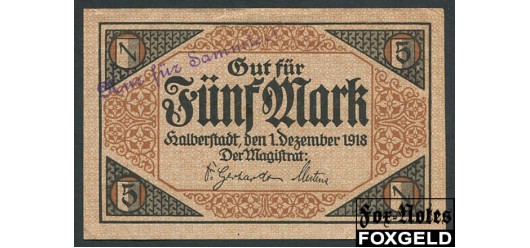 Halberstadt Provinz Sachsen 5 Mark 1918  VF  350 РУБ