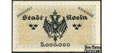 Koln Rheinprovinz 5 Mio. Mark 1923 Wz. Rheinische Wellen XF-aUNC B7:2684.q 550 РУБ