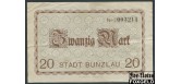 Bunzlau Provinz Schlesien 20 Mark 1918  VF B3:072.02b 350 РУБ