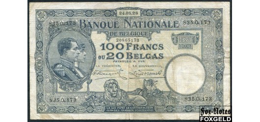 Бельгия Banque Nationale de Belgique 100 франков 1928 100 Francs-20 Belgas 24.08.28 F P:102 3000 РУБ